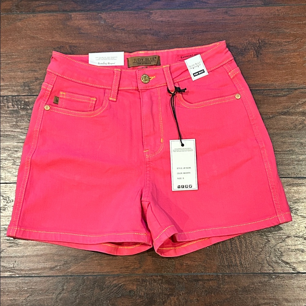 Judy Blue Vibrant Pink High Waist Shorts